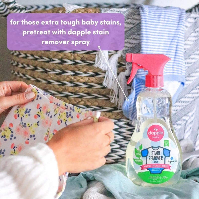dapple Stain Remover Spray by Dapple Baby, Fragrance Free, 16.9 Fl Oz Spray Bottle - Plant-Based & Hypoallergenic - Baby Laundry Stain Remover for Clothes & Cloth Diapers - Image 2